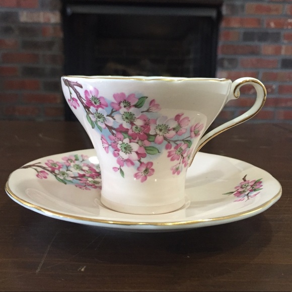 Aynsley Archive Rose Teacup and Saucer Set of